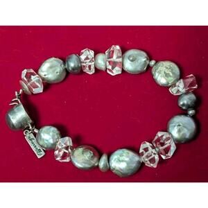 Beginnings Sajen Sterling Silver Artisan Bracelet Freshwater Pearls Faceted